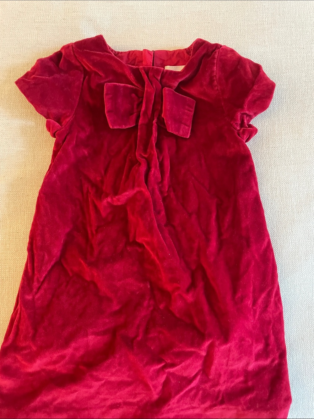 Jacadi 36mo/3T Girls Velvet Bow Dress in Deep Red